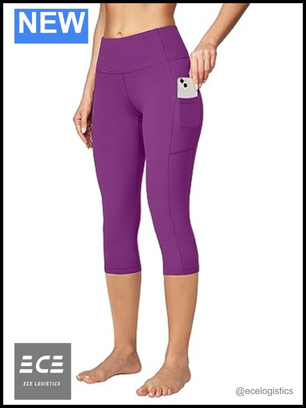 Women's Capri Leggings with Pockets High Waisted Yoga Pants Cropped Workout